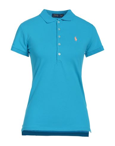 Shop Polo Ralph Lauren Woman Polo Shirt Azure Size Xs Cotton, Elastane In Blue