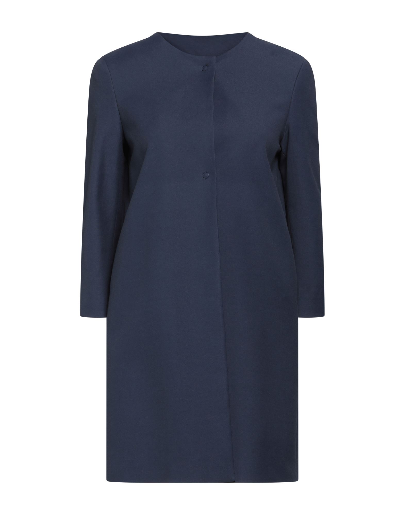 Shop Annie P . Woman Overcoat & Trench Coat Midnight Blue Size 6 Cotton, Elastane