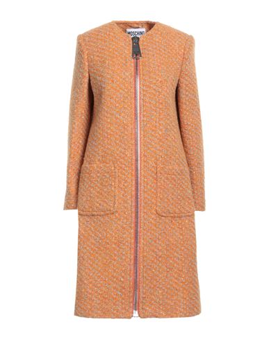 Moschino Woman Coat Orange Size 10 Virgin Wool, Cotton, Polyester, Acrylic