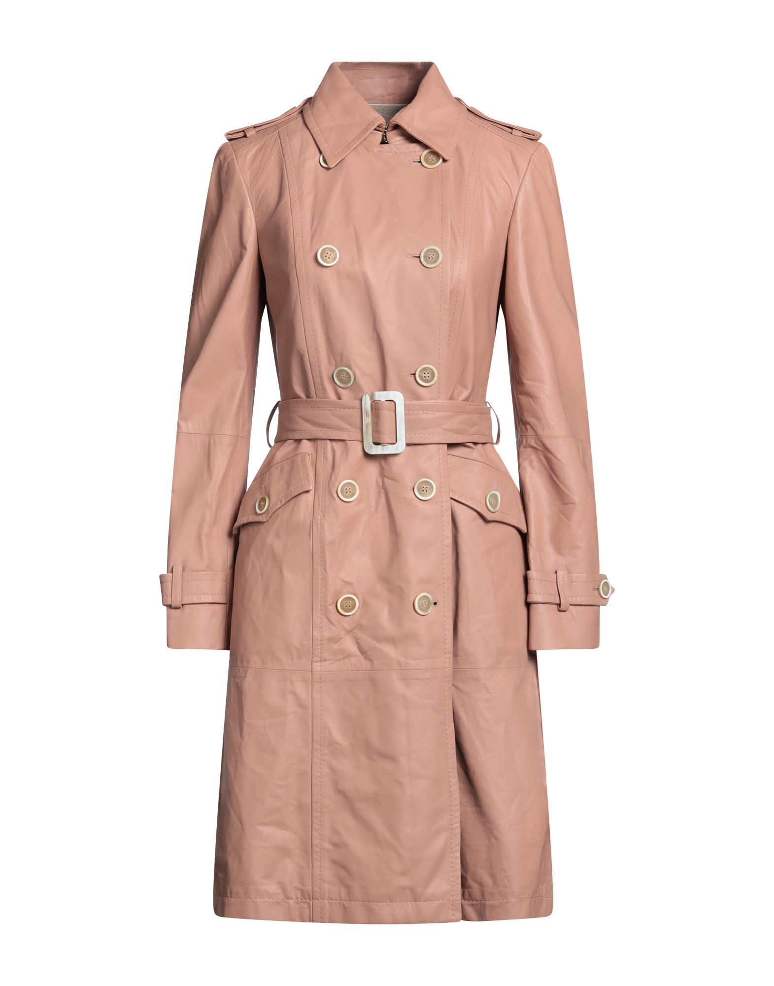 Tod's Woman Overcoat & Trench Coat Sand Size 6 Ovine Leather, Goat Skin In Beige