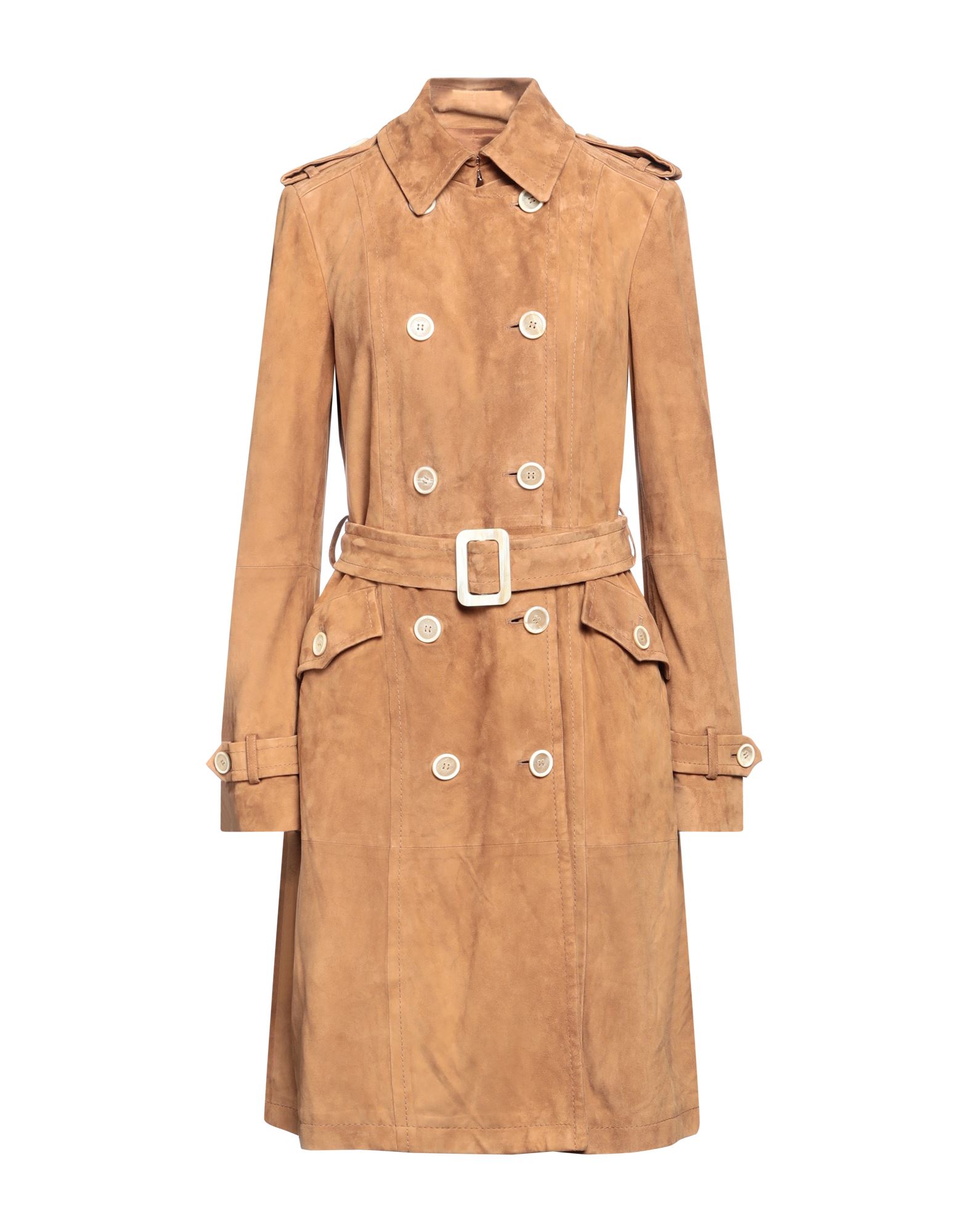 Shop Tod's Woman Overcoat & Trench Coat Camel Size 6 Ovine Leather, Goat Skin In Beige