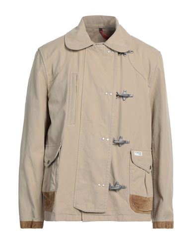 Fay Archive Man Jacket Beige Size L Cotton, Bovine Leather