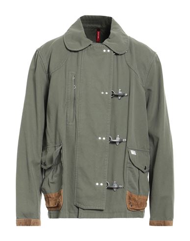 Fay Archive Man Jacket Sage Green Size Xl Cotton, Bovine Leather