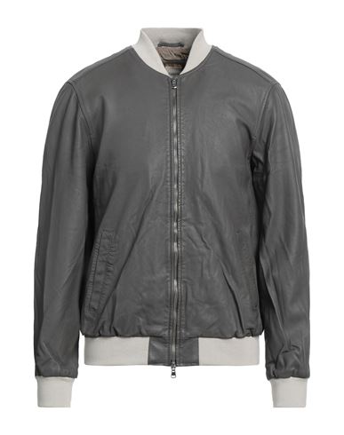 Andrea D'amico Man Jacket Lead Size 42 Soft Leather In Grey