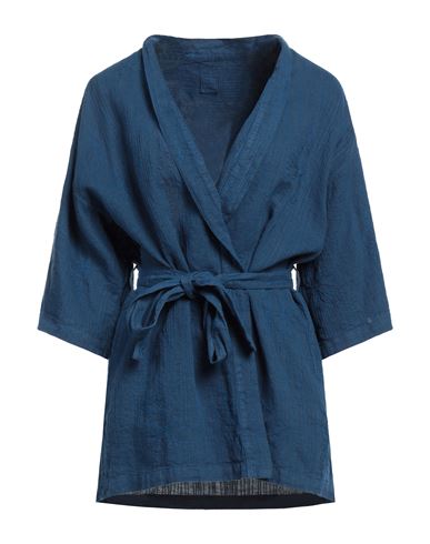 120% Woman Overcoat Navy Blue Size 6 Linen
