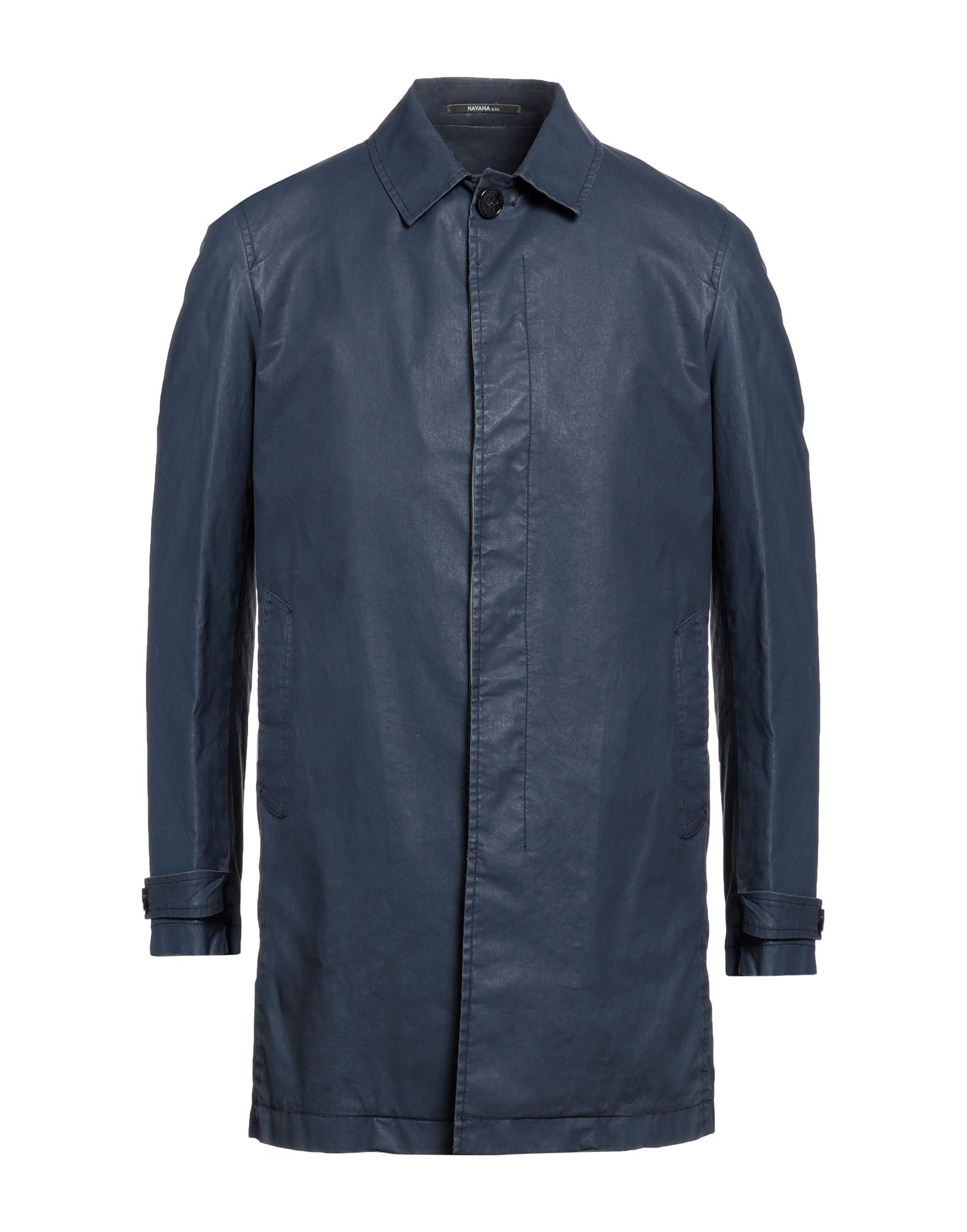 Havana & Co. Man Overcoat & Trench Coat Navy Blue Size 40 Cotton, Elastane