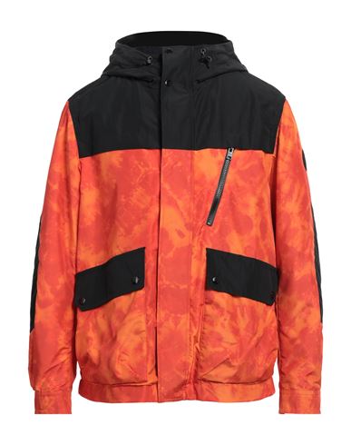 Shop Woolrich Man Jacket Orange Size Xl Polyester, Polyamide