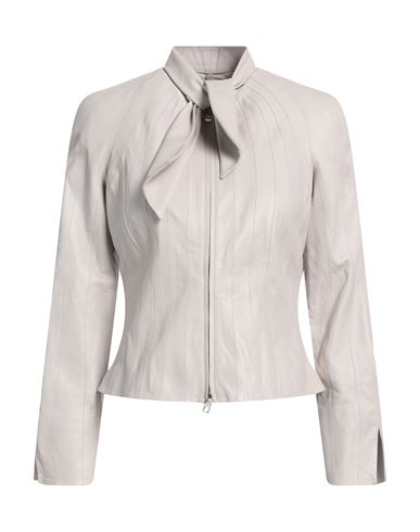 Emporio Armani Woman Jacket Light Grey Size 4 Lambskin