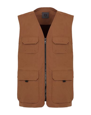 8 By Yoox Cotton Utility Vest Man Jacket Brown Size Xxl Cotton, Elastane