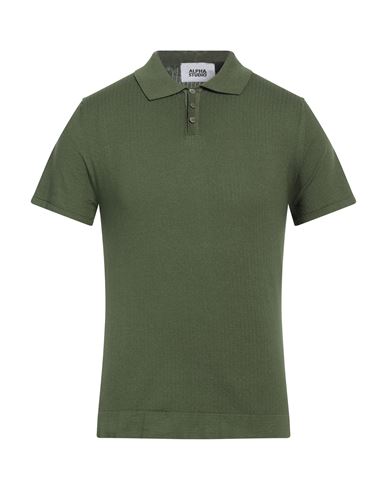 Alpha Studio Man Polo Shirt Military Green Size 46 Cotton, Polyester
