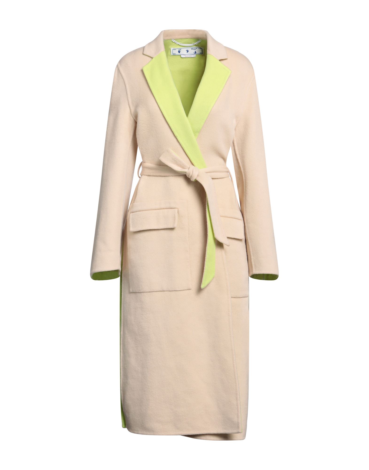 Off-white Woman Overcoat Beige Size 6 Wool, Cashmere
