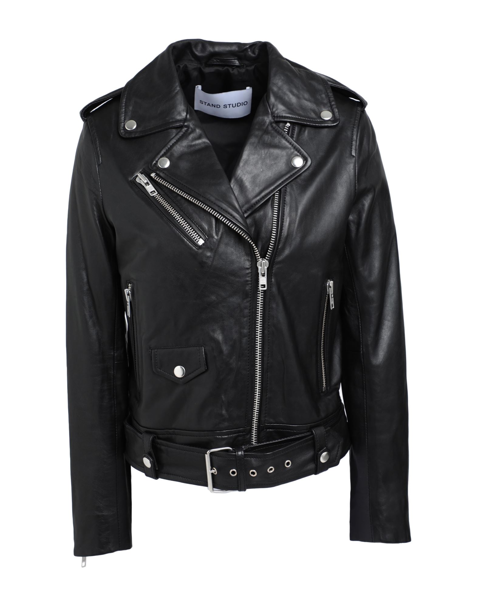 Stand Studio Black Icon Biker Leather Jacket In Black