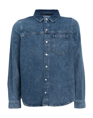 Karl Lagerfeld Jeans Klj Regular Denim Shirt Man Denim Shirt Blue Size Xs Organic Cotton