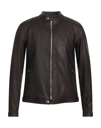 Stewart Man Jacket Dark Brown Size Xl Cotton, Lambskin, Acetate