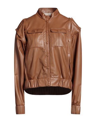 Rochas Woman Jacket Camel Size 6 Lambskin In Beige