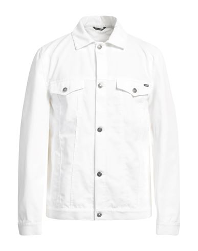 Daniele Alessandrini Homme Man Denim Outerwear White Size 44 Polyester, Cotton