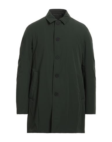 Esemplare Man Overcoat & Trench Coat Dark Green Size L Nylon, Elastane