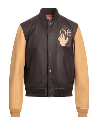 Off-white Man Jacket Dark Brown Size L Soft Leather