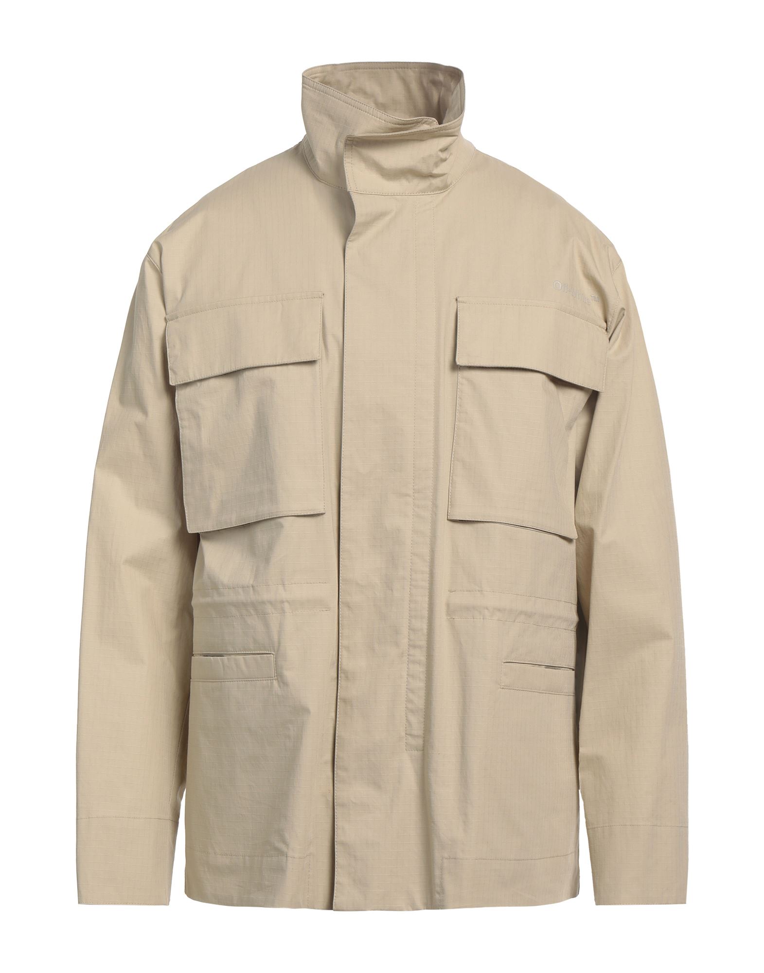 Off-white Man Overcoat & Trench Coat Beige Size M Cotton, Polyurethane