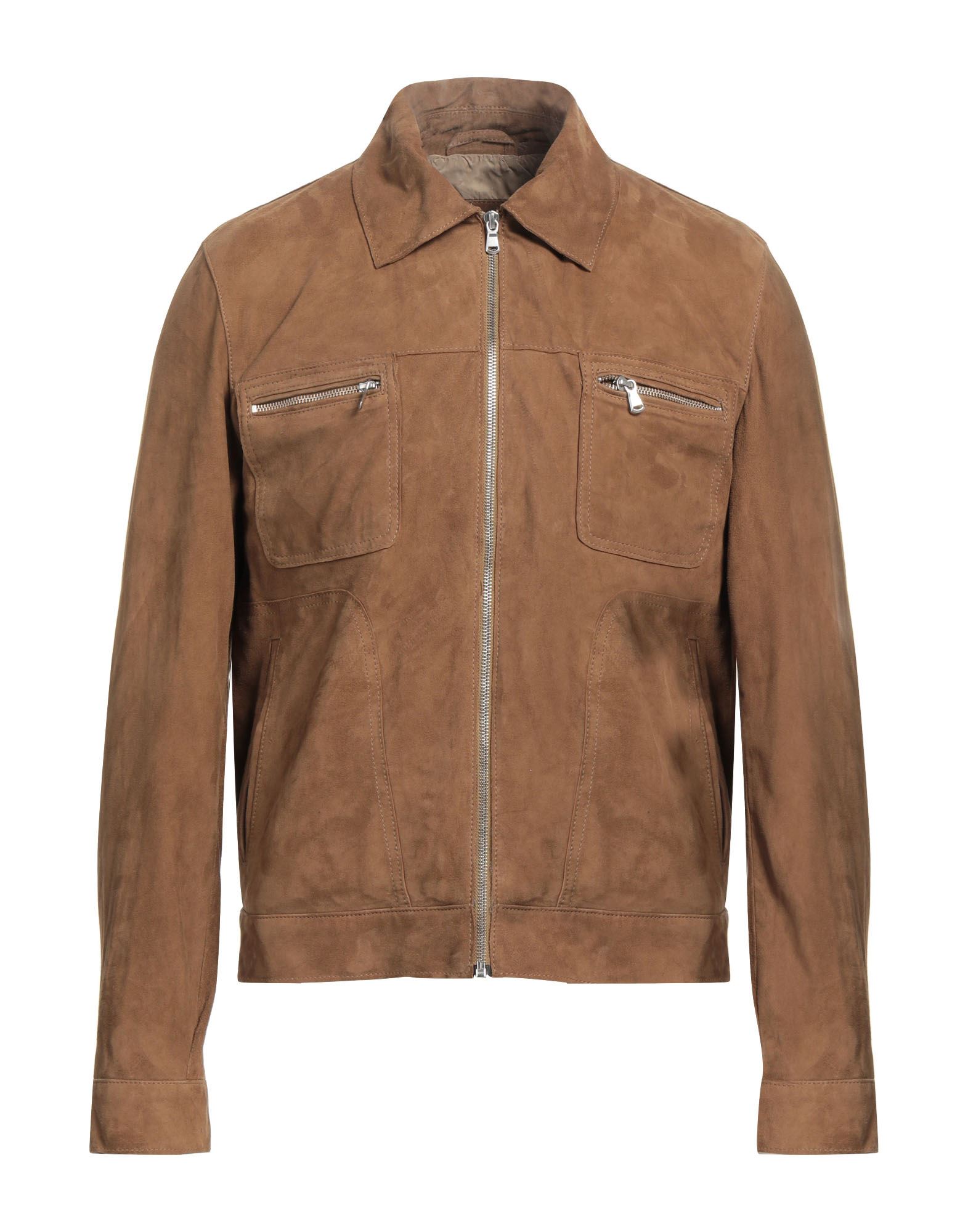 Andrea D'amico Man Jacket Camel Size 48 Leather In Beige