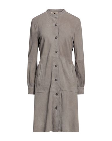 Andrea D'amico Woman Overcoat Lead Size 10 Leather In Grey