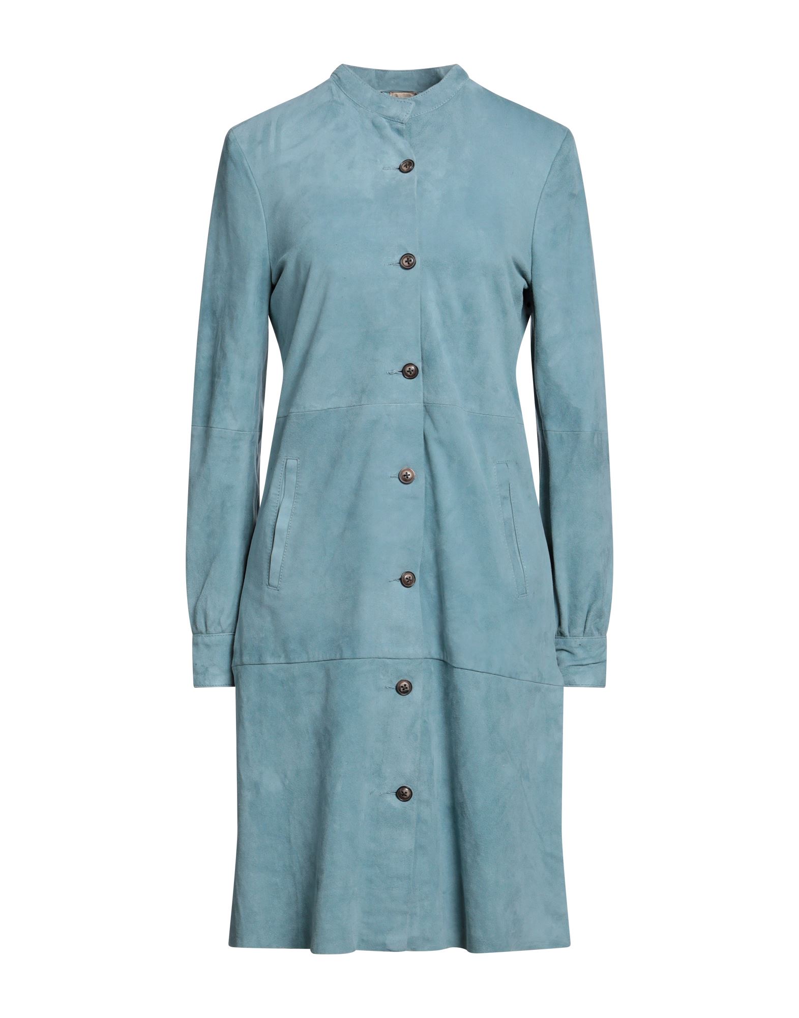 Andrea D'amico Woman Overcoat Pastel Blue Size 10 Soft Leather