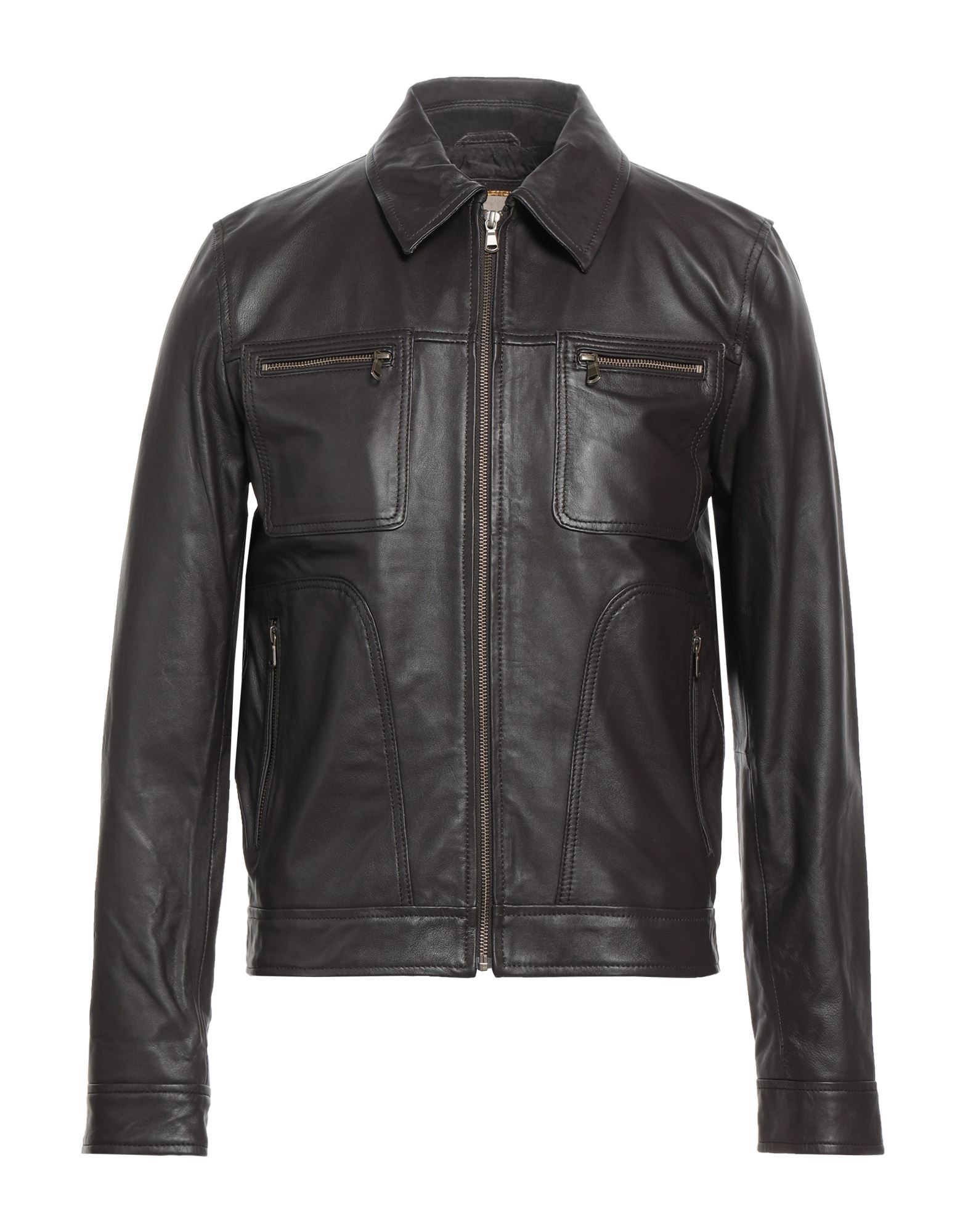 Andrea D'amico Man Jacket Dark Brown Size 48 Soft Leather