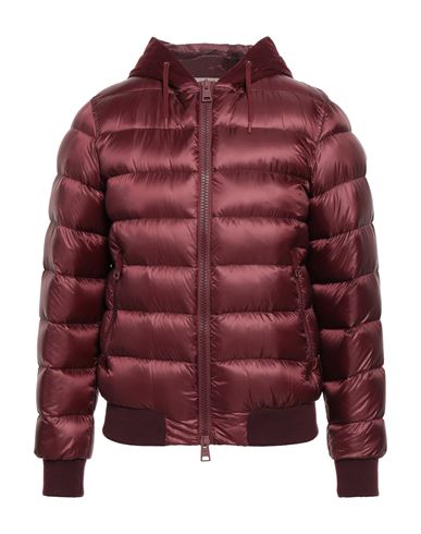 Herno Man Down Jacket Burgundy Size 40 Polyamide, Cotton, Elastane In Red