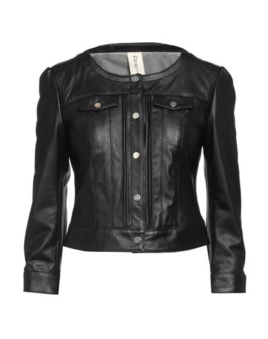 Delan Woman Jacket Black Size 2 Ovine Leather