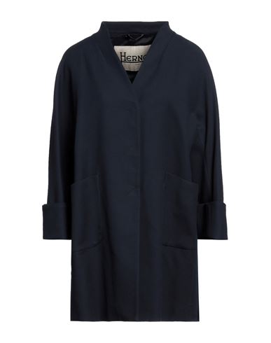 Herno Woman Overcoat Midnight Blue Size 10 Cotton