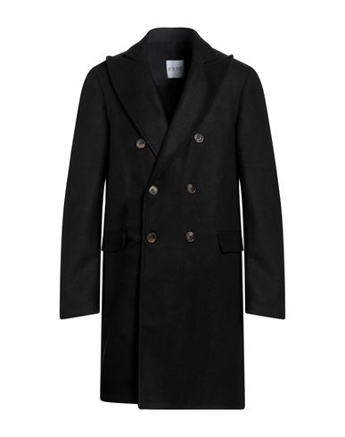 Exte Man Coat Black Size 38 Polyester, Wool, Viscose