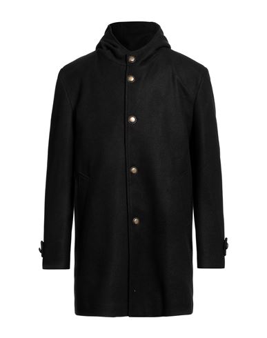 Exte Man Coat Black Size 40 Polyester, Wool, Viscose