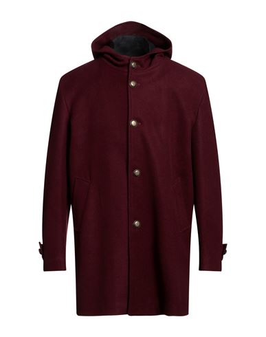 Exte Man Coat Burgundy Size 42 Polyester, Wool, Viscose In Red