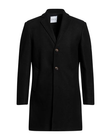 Exte Man Coat Black Size 38 Polyester, Wool, Viscose