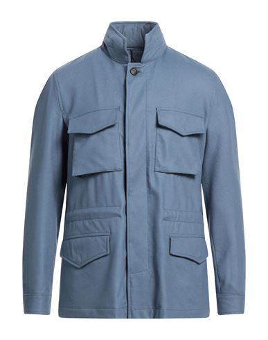 Barba Napoli Man Jacket Pastel Blue Size 38 Wool