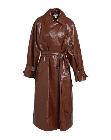 Topshop Woman Overcoat Brown Size 0 Cotton