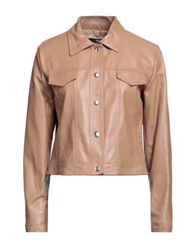 Dacute Woman Jacket Tan Size 2 Ovine Leather In Brown