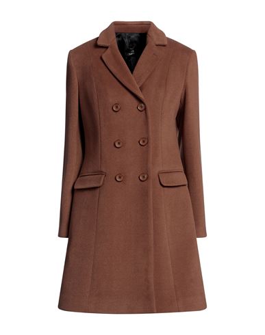 Hanita Woman Coat Brown Size 8 Polyester, Viscose