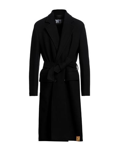 Diesel Man Coat Black Size L Wool, Polyamide, Cashmere