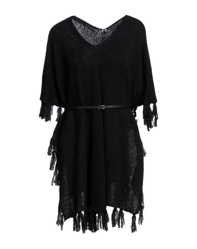 No-nà Woman Capes & Ponchos Black Size M Nylon, Acrylic, Wool