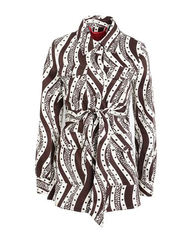 Max & Co . X Duro Olowu Woman Jacket Cocoa Size 8 Cotton, Elastane In Brown