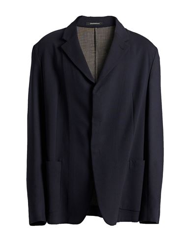 Emporio Armani Man Blazer Navy Size 42 Virgin Wool, Elastane, Polyamide In Gray