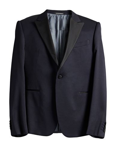 Emporio Armani Man Blazer Navy Size 46 Virgin Wool, Viscose, Elastane In Blue