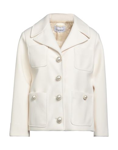 Virna Drò® Virna Drò Woman Coat Ivory Size 6 Polyester, Polyurethane, Elastane In White