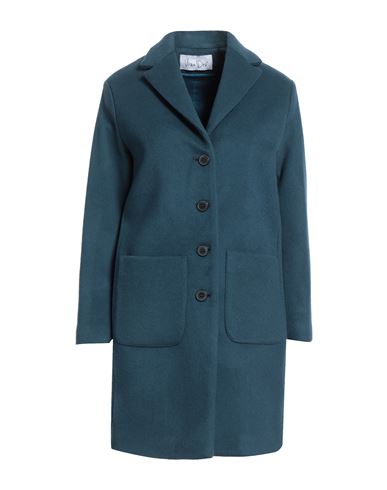 Virna Drò® Virna Drò Woman Coat Slate Blue Size 8 Wool, Polyamide In Green