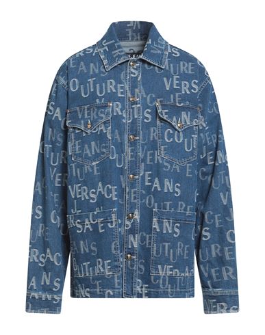 Versace Jeans Couture Man Denim Outerwear Blue Size 42 Cotton, Elastane