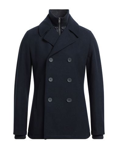 Shop French Connection Man Coat Midnight Blue Size L Polyester, Wool