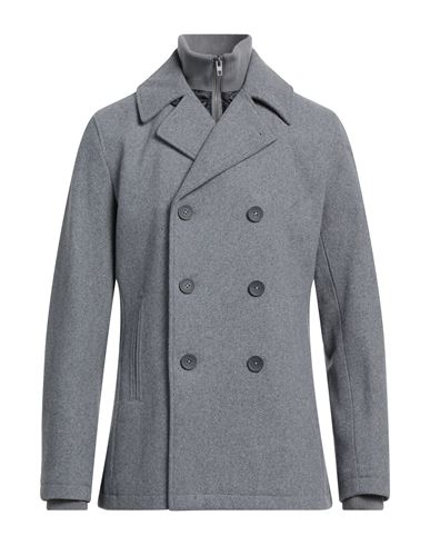 Shop French Connection Man Coat Grey Size Xl Polyester, Wool