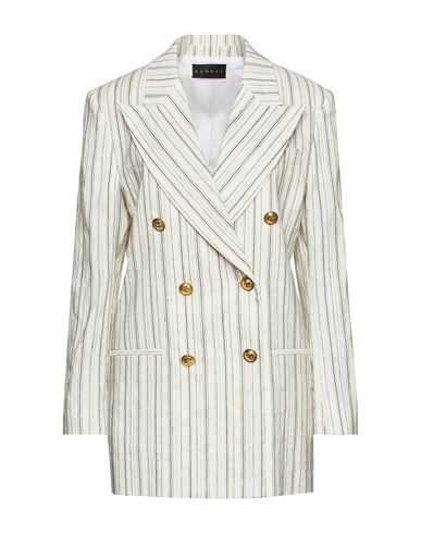 Dundas Woman Coat Ivory Size 6 Linen, Cotton, Other Fibres In White