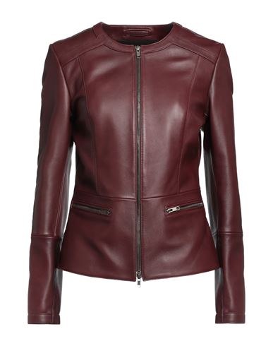 Olivieri Woman Jacket Burgundy Size 14 Lambskin In Red